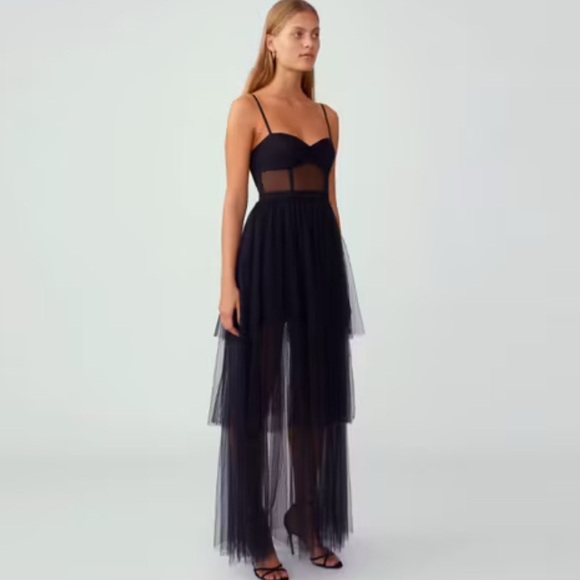 FAME and PARTNERS, BLACK CORSET TIERED GOWN - Picture 3 of 6